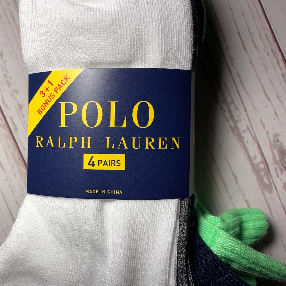 Polo Ralph Lauren Men Socks 4 Pair Quarter Length